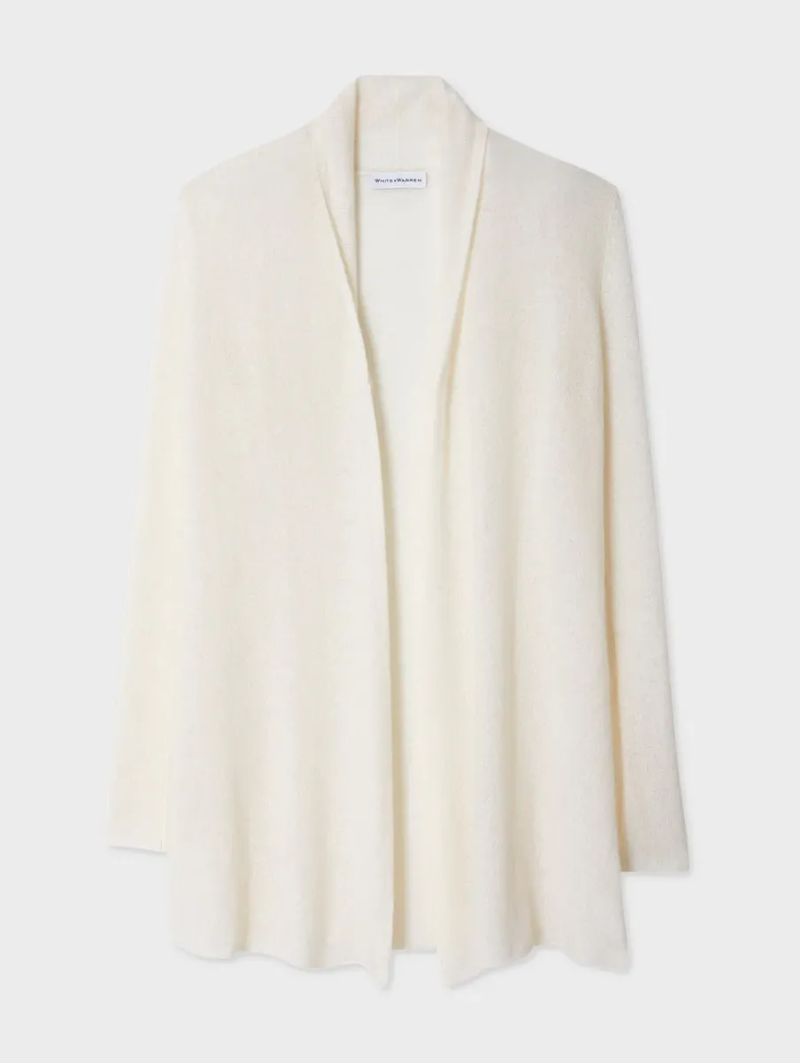 Hot White + Warren cashmere trapeze cardigan SoftWhite