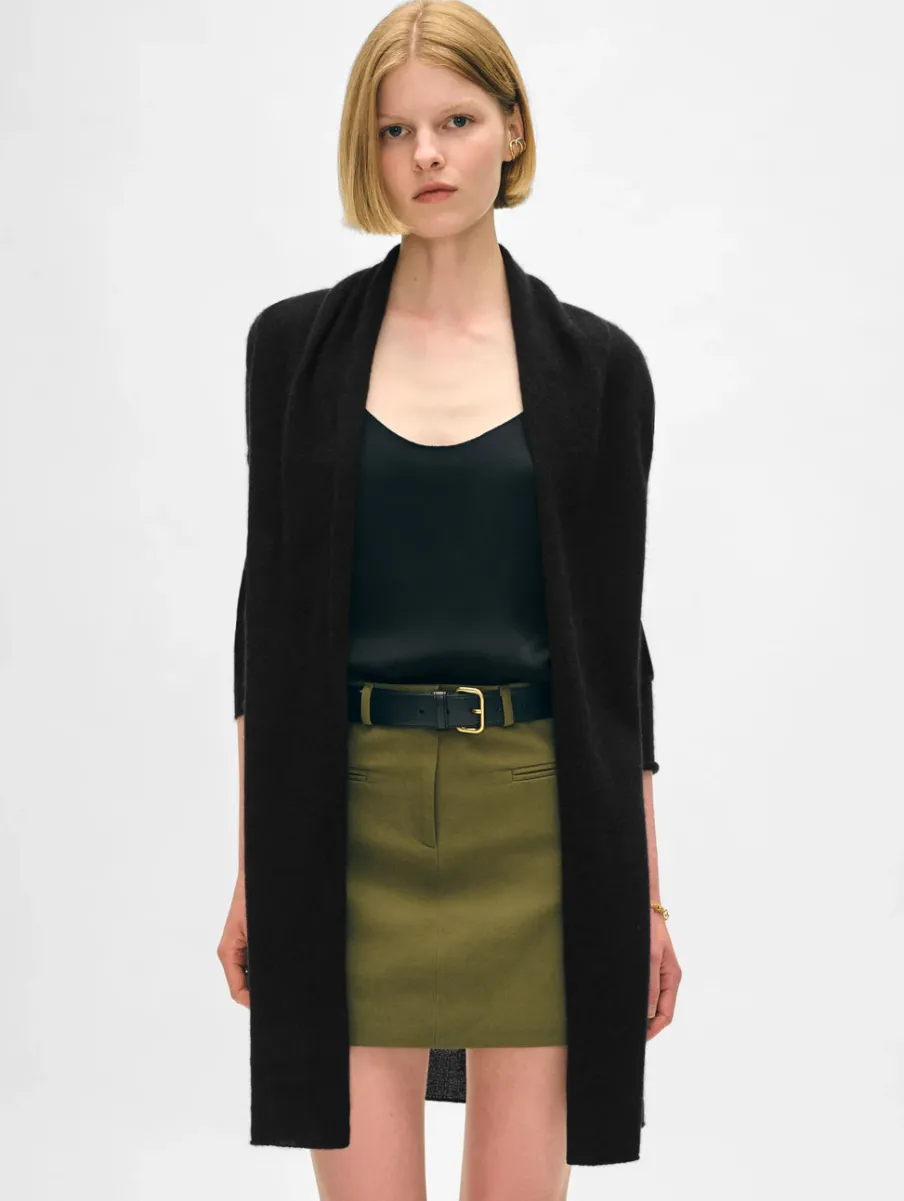 Hot White + Warren cashmere trapeze cardigan Black