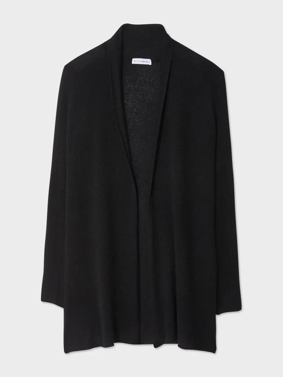 Hot White + Warren cashmere trapeze cardigan Black