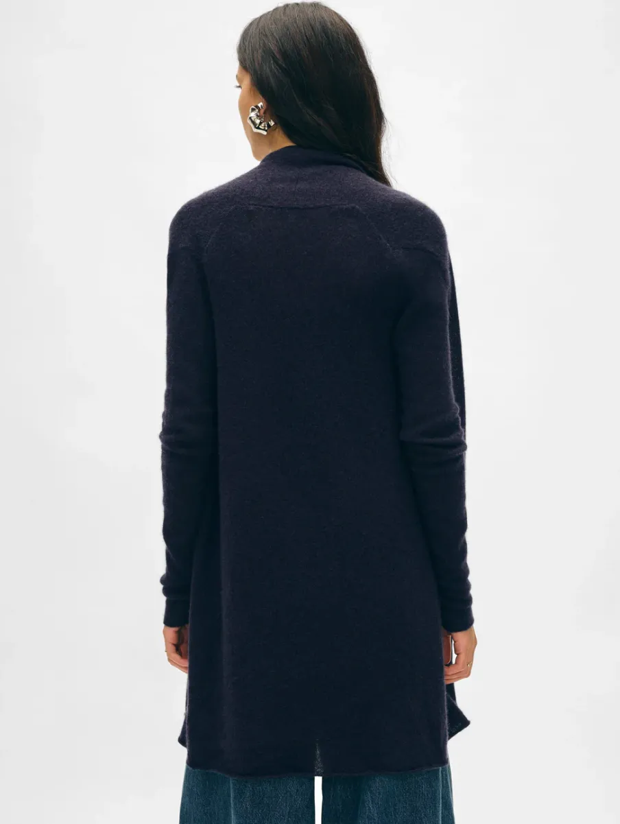 Clearance White + Warren cashmere trapeze cardigan DeepNavy