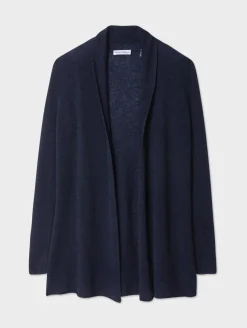 Clearance White + Warren cashmere trapeze cardigan DeepNavy