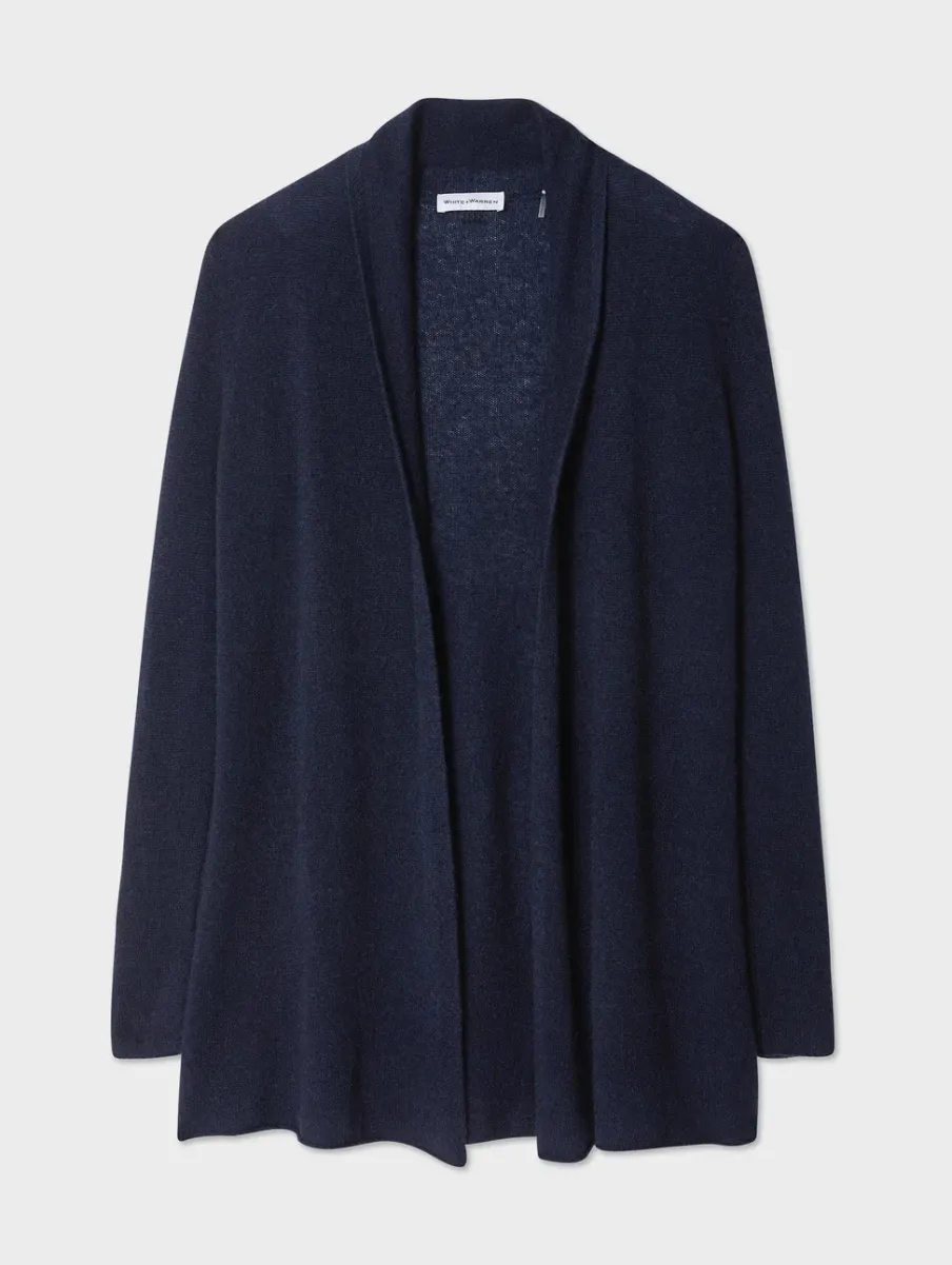 Clearance White + Warren cashmere trapeze cardigan DeepNavy