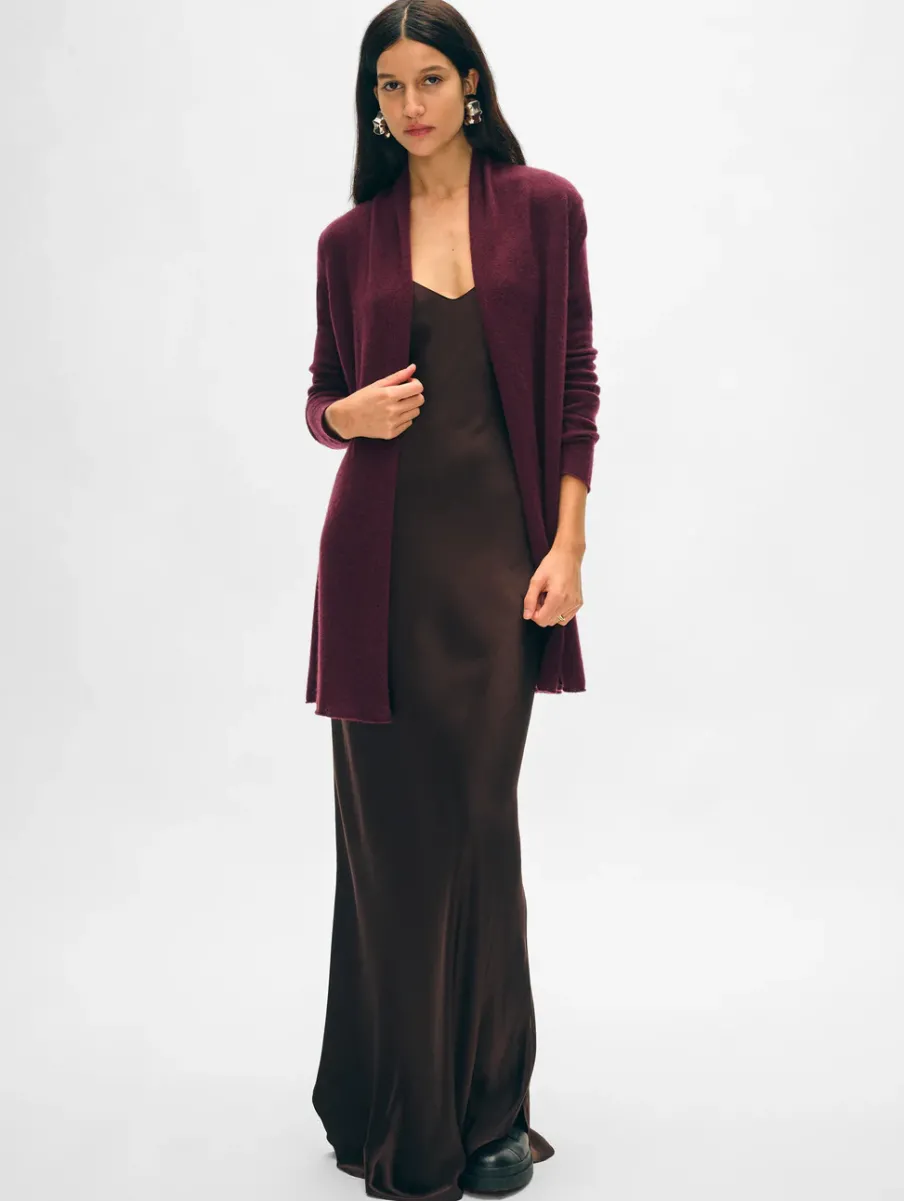 Online White + Warren cashmere trapeze cardigan Sangria
