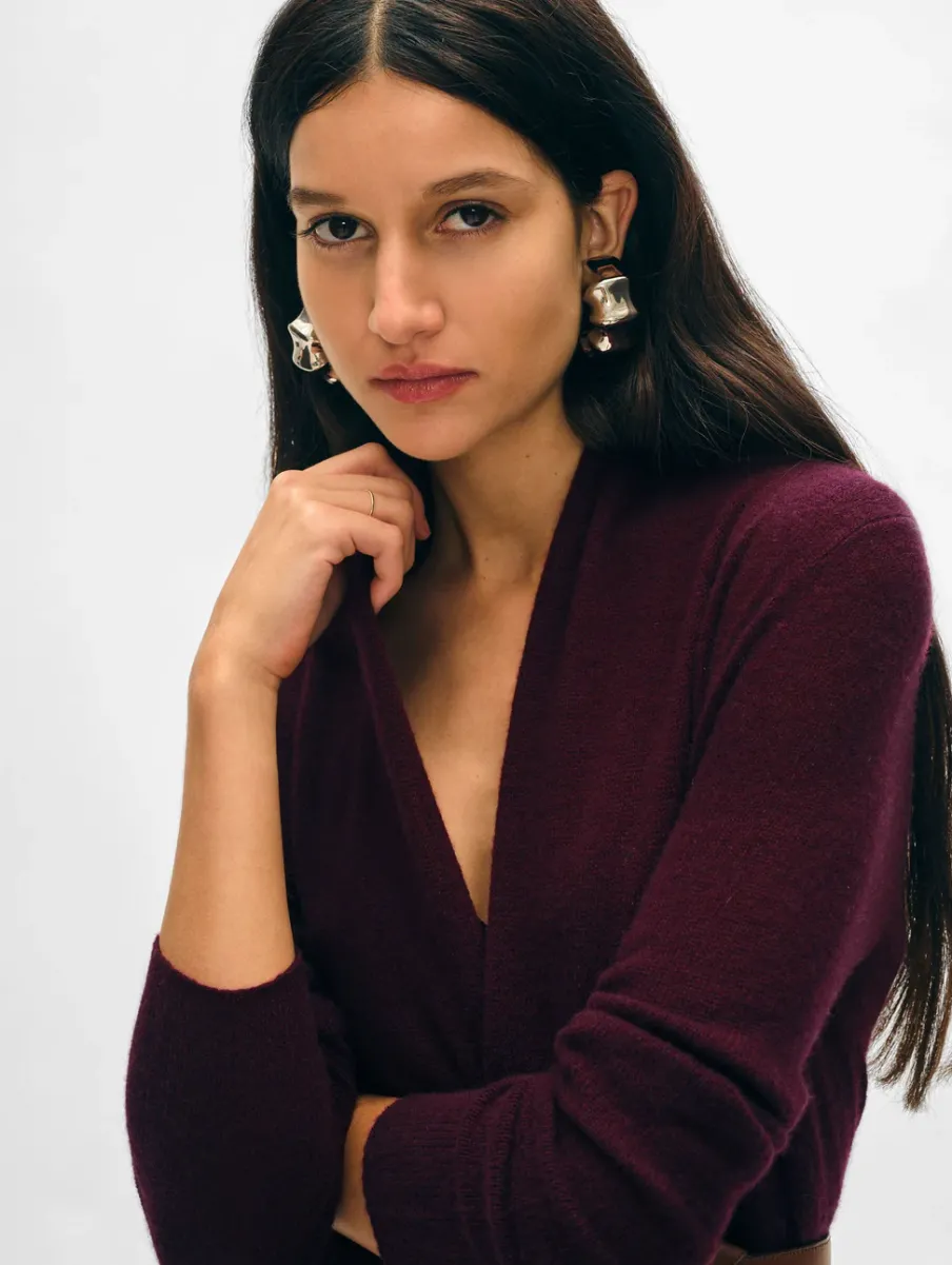 Online White + Warren cashmere trapeze cardigan Sangria