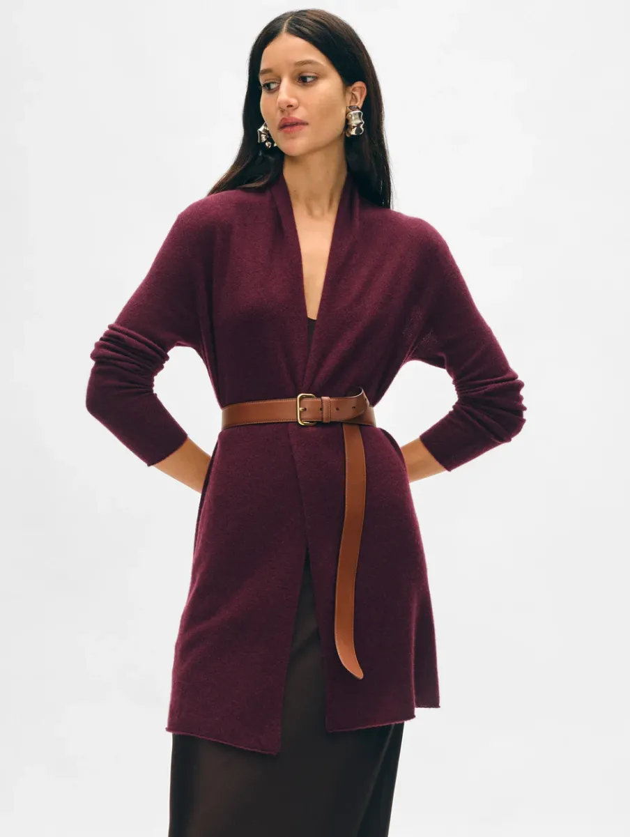 Online White + Warren cashmere trapeze cardigan Sangria