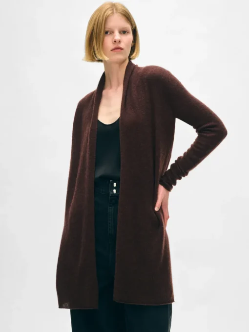 Discount White + Warren cashmere trapeze cardigan Espresso