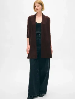 Discount White + Warren cashmere trapeze cardigan Espresso