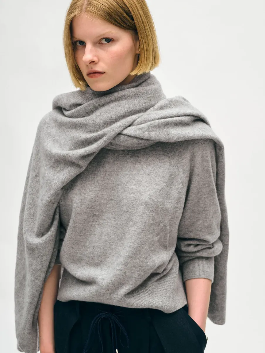 New White + Warren cashmere travel wrap GreyHeather