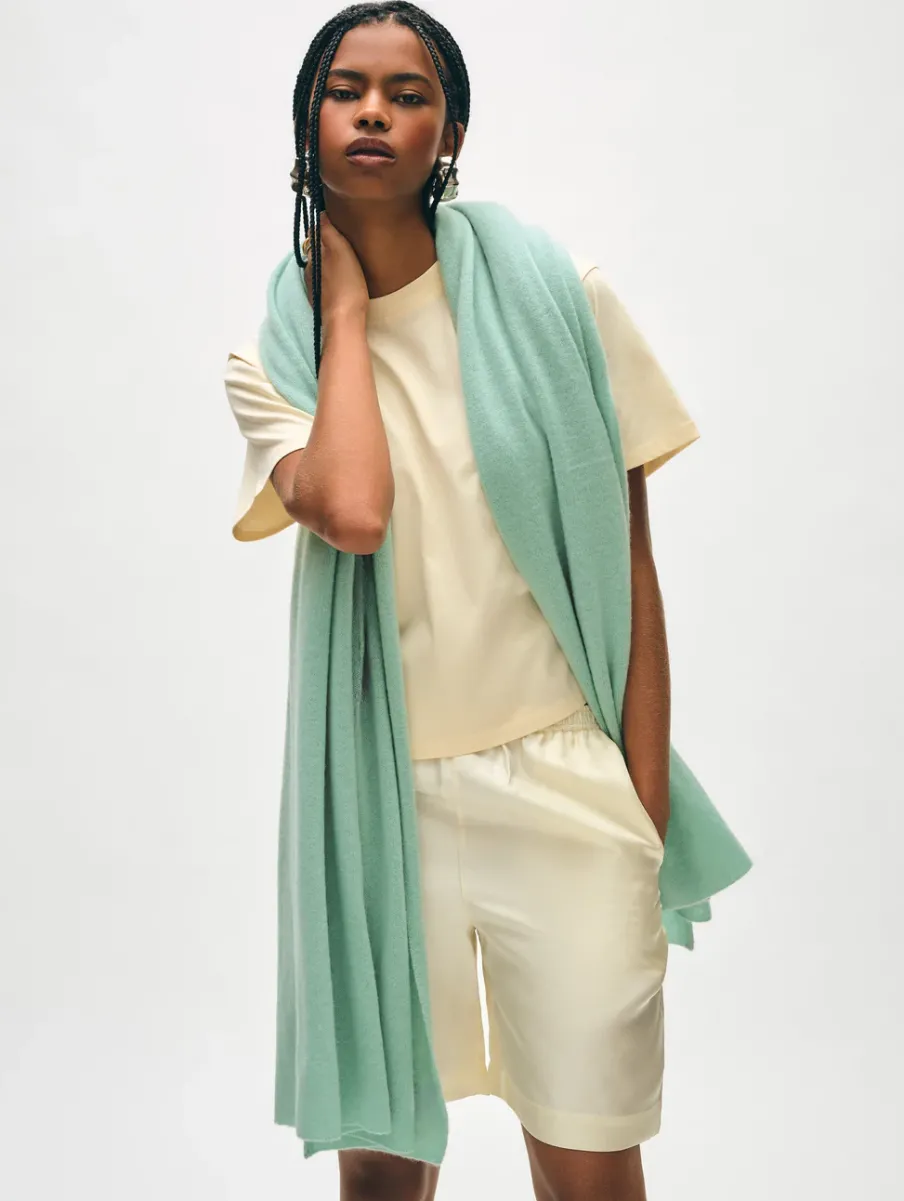 New White + Warren cashmere travel wrap Spearmint