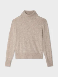 Outlet White + Warren cashmere turtleneck SandWispHeather