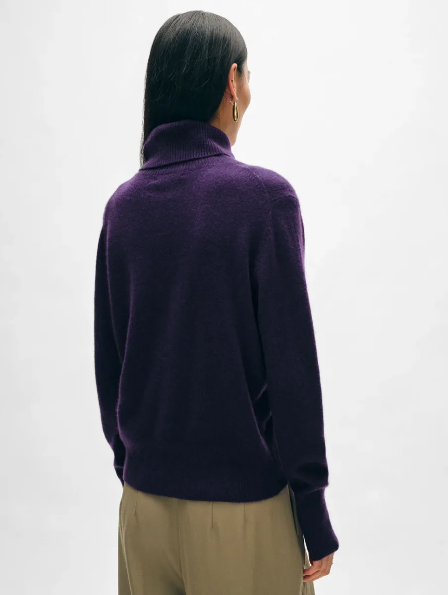 Best White + Warren cashmere turtleneck MidnightViolet