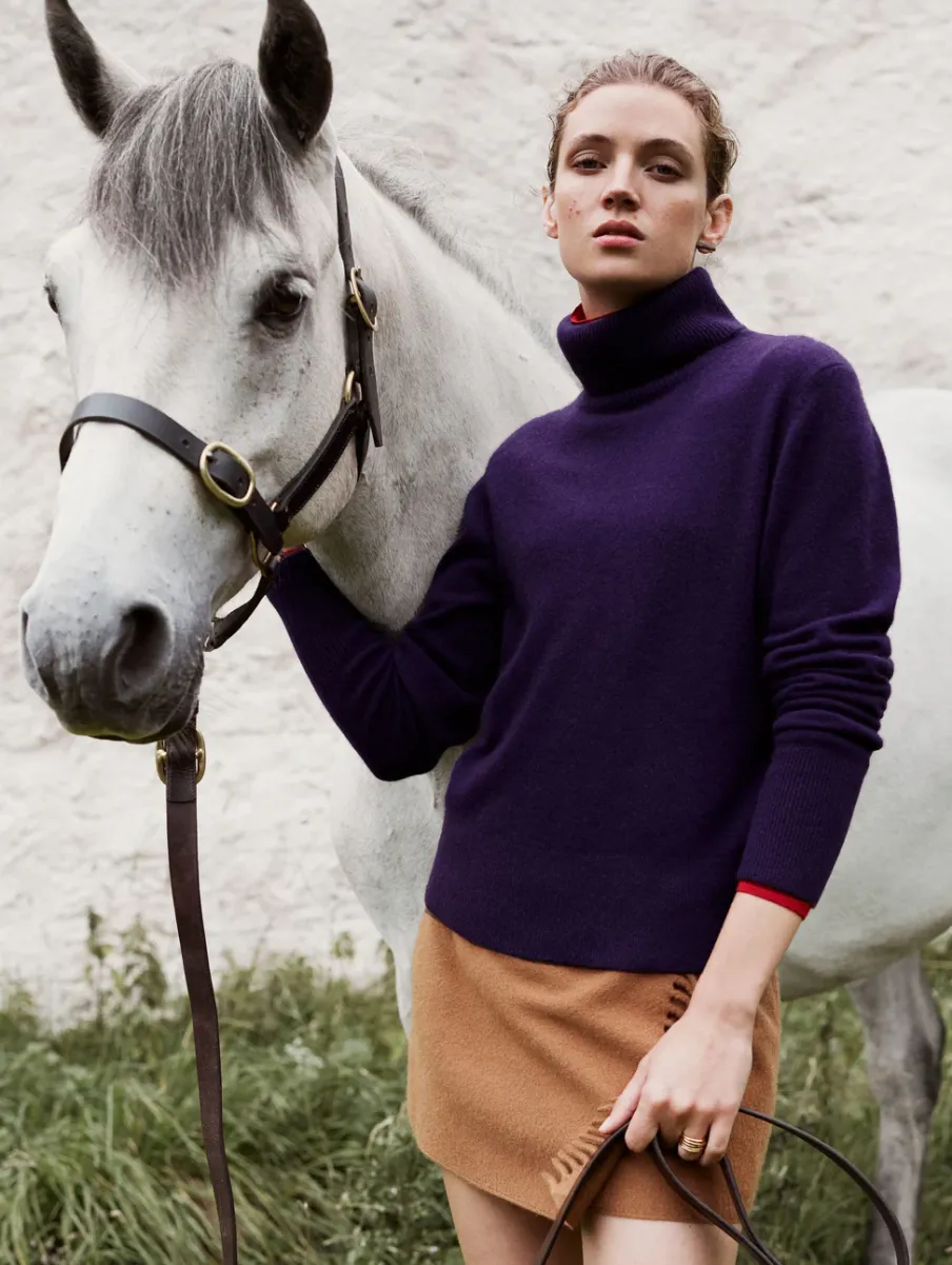 Best White + Warren cashmere turtleneck MidnightViolet