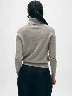 Hot White + Warren cashmere turtleneck GreyHeather