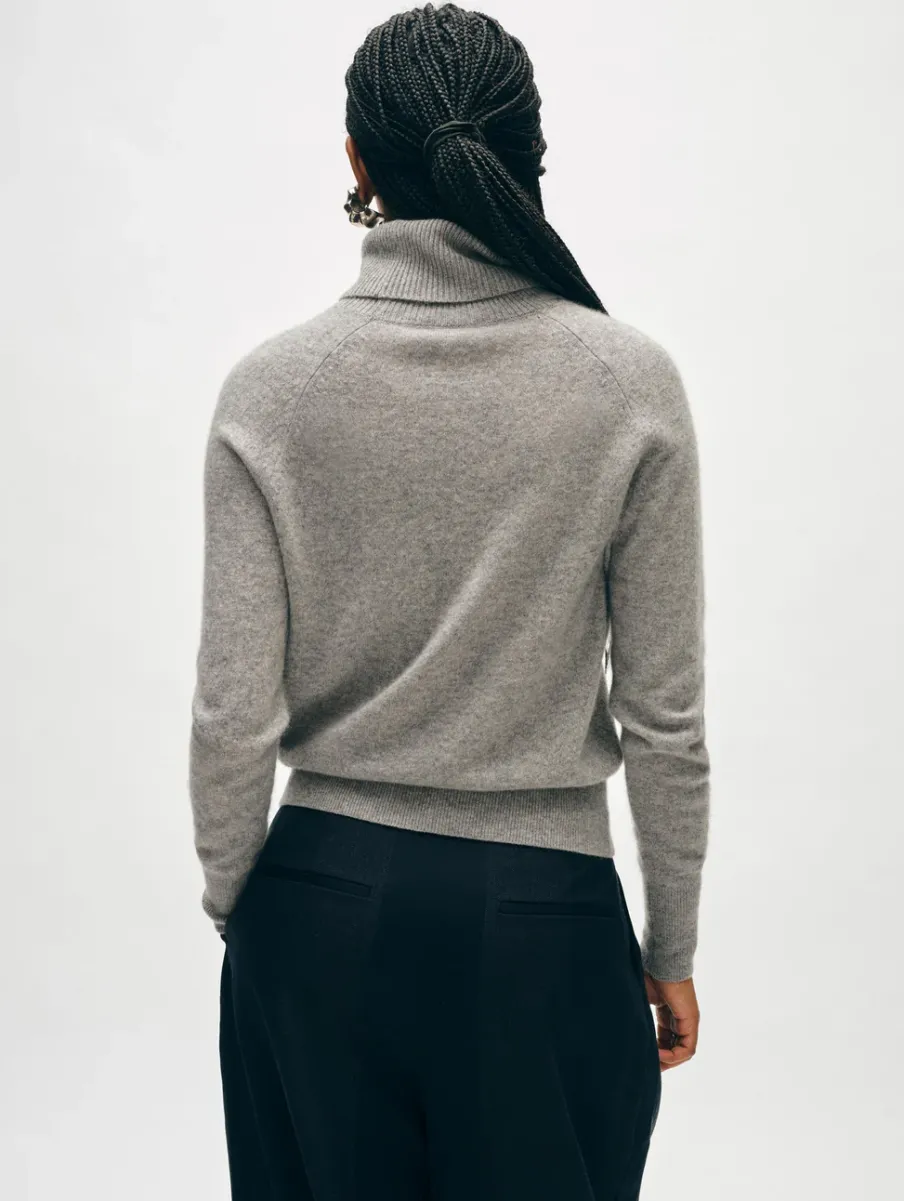 Hot White + Warren cashmere turtleneck GreyHeather