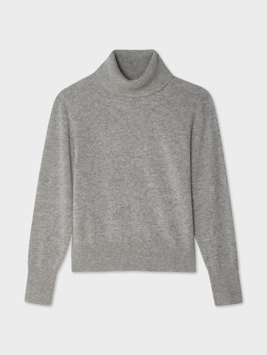 Hot White + Warren cashmere turtleneck GreyHeather