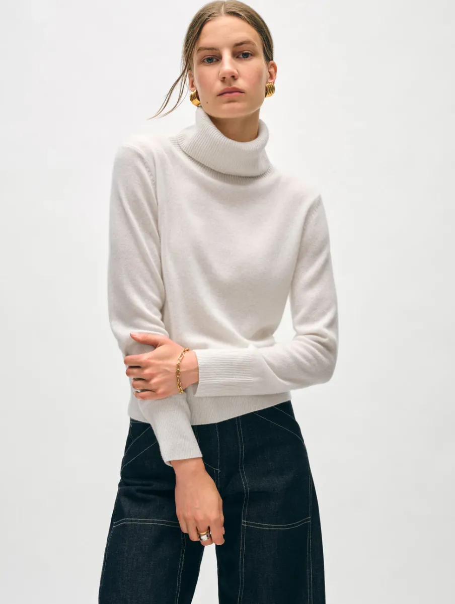 Clearance White + Warren cashmere turtleneck SoftWhite