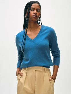Hot White + Warren cashmere v neck BlueJean