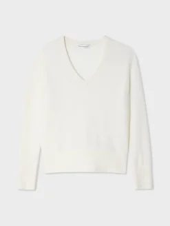New White + Warren cashmere v neck SoftWhite