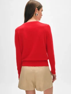 Best White + Warren cashmere v neck BrightScarlet