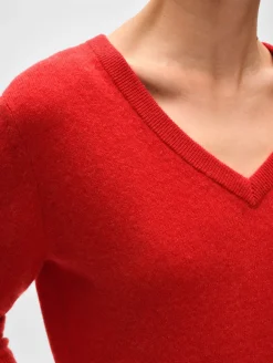 Best White + Warren cashmere v neck CarmineRed