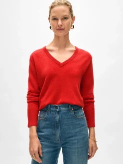 Best White + Warren cashmere v neck CarmineRed