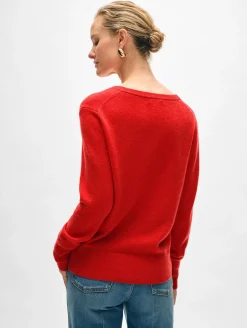 Best White + Warren cashmere v neck CarmineRed