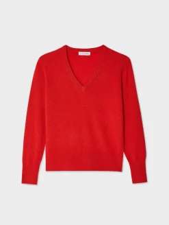 Best White + Warren cashmere v neck CarmineRed
