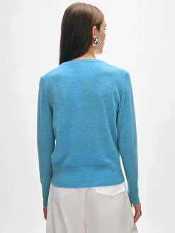 Hot White + Warren cashmere v neck MediterraneanHeather