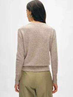 Sale White + Warren cashmere v neck SandWispHeather