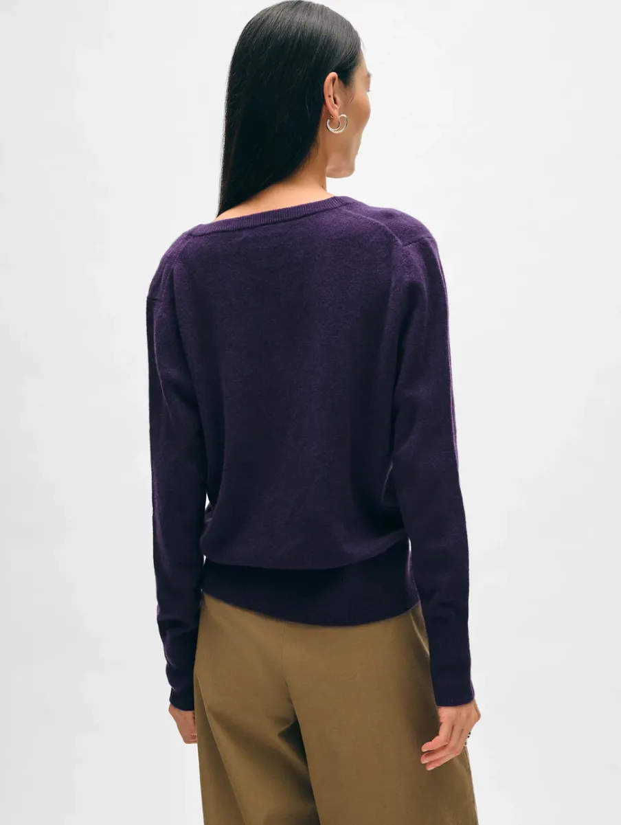 Clearance White + Warren cashmere v neck MidnightViolet