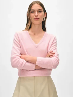 Discount White + Warren cashmere v neck Primrose