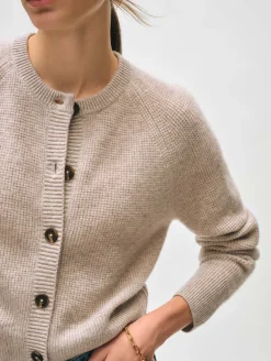 Best White + Warren cashmere waffle cardigan SandWispHeather