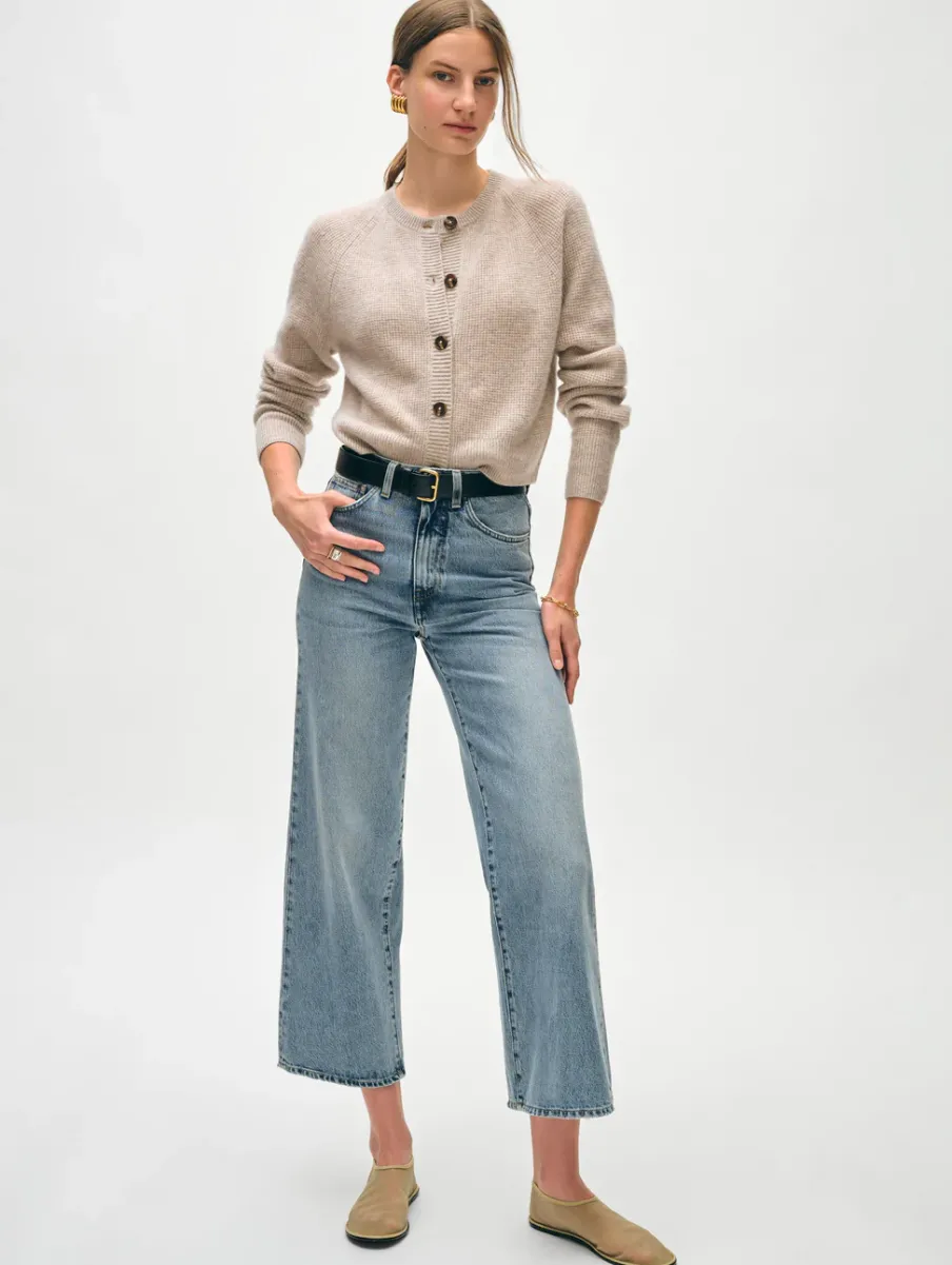 Best White + Warren cashmere waffle cardigan SandWispHeather