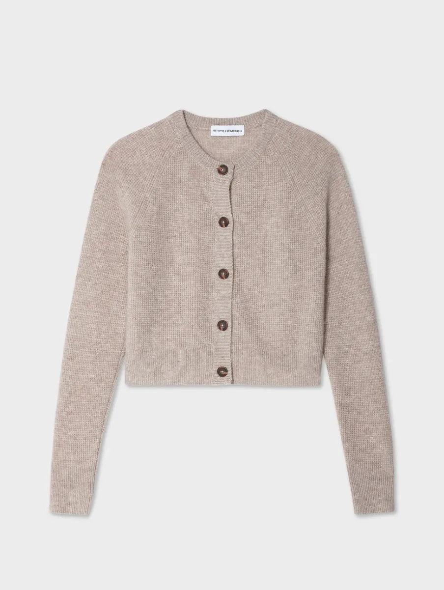 Best White + Warren cashmere waffle cardigan SandWispHeather