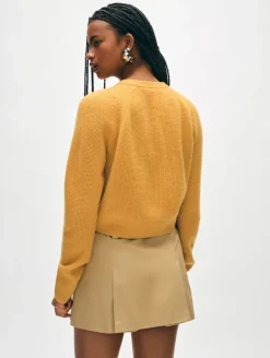 Best White + Warren cashmere waffle cardigan Goldenrod