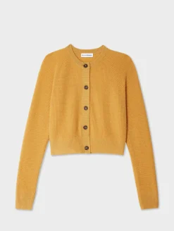 Best White + Warren cashmere waffle cardigan Goldenrod