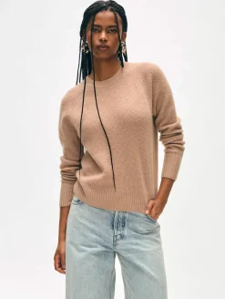 Discount White + Warren cashmere waffle sweatshirt TrueCamel
