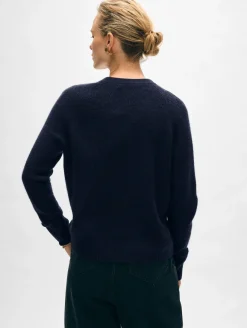 Online White + Warren cashmere waffle sweatshirt DeepNavy