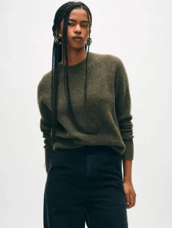 New White + Warren cashmere waffle sweatshirt ThymeHeather
