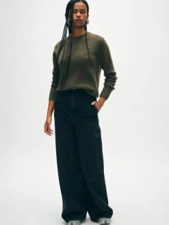 New White + Warren cashmere waffle sweatshirt ThymeHeather