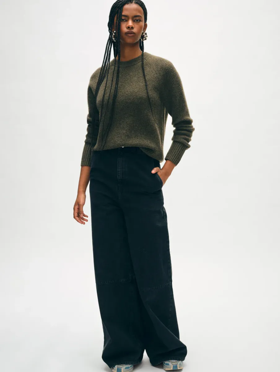 New White + Warren cashmere waffle sweatshirt ThymeHeather