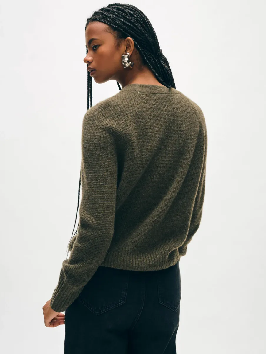 New White + Warren cashmere waffle sweatshirt ThymeHeather