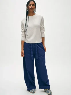 Fashion White + Warren cashmere waffle sweatshirt SoftWhite