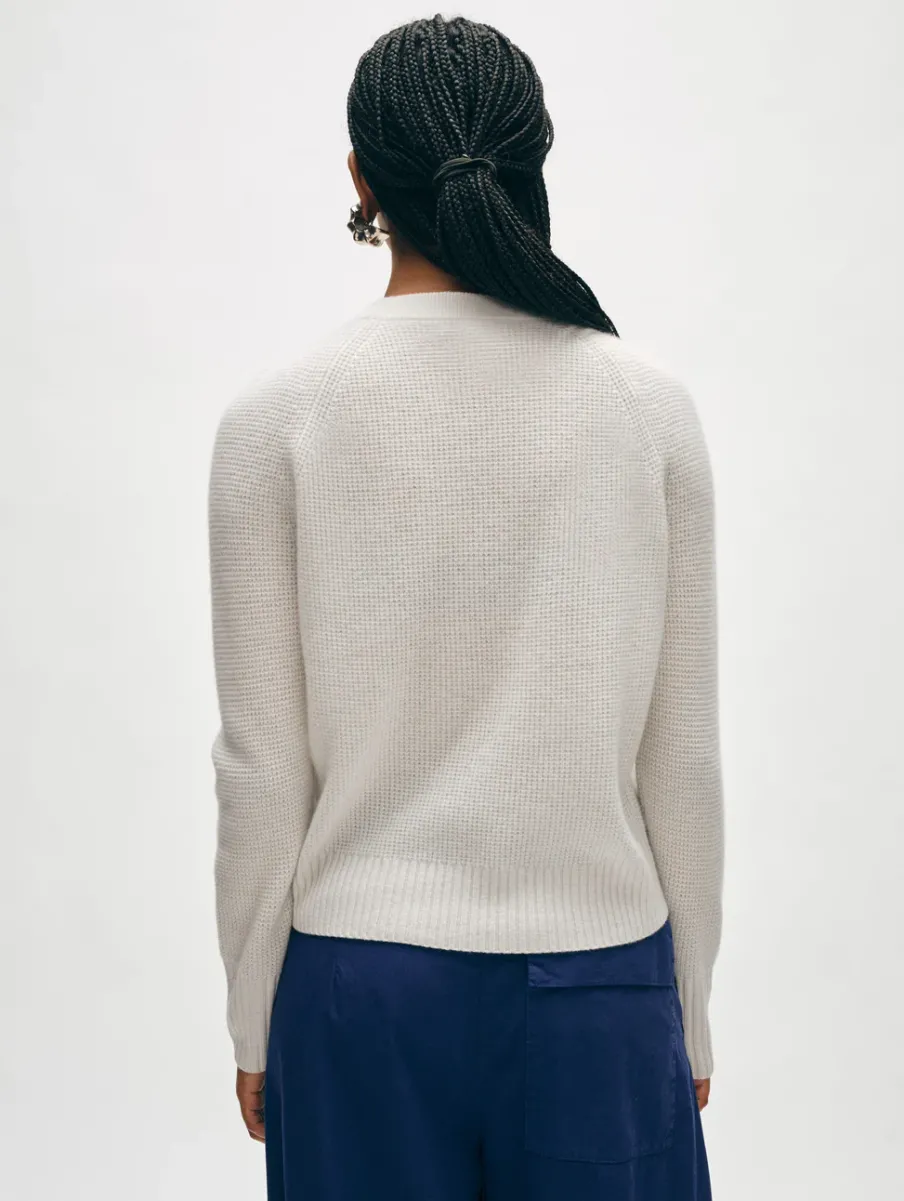 Fashion White + Warren cashmere waffle sweatshirt SoftWhite