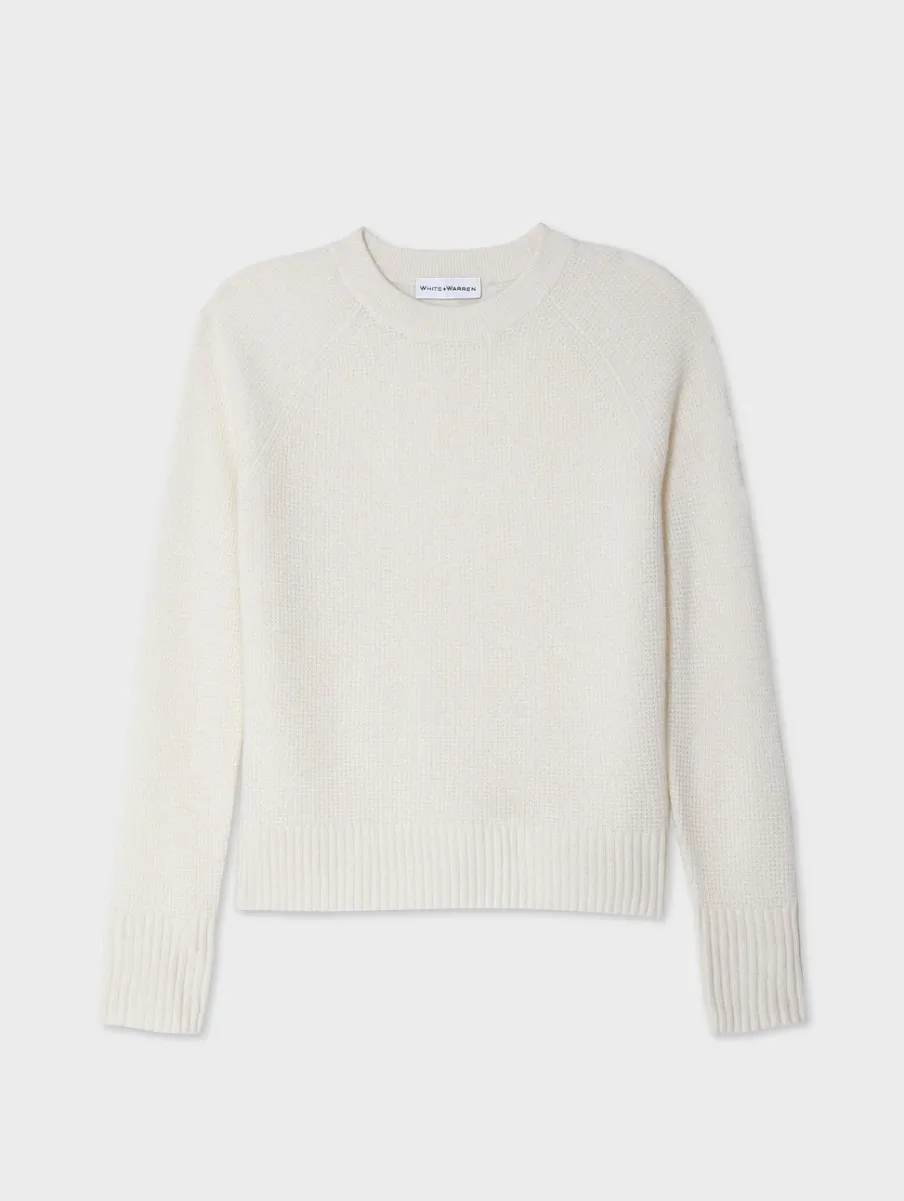 Fashion White + Warren cashmere waffle sweatshirt SoftWhite