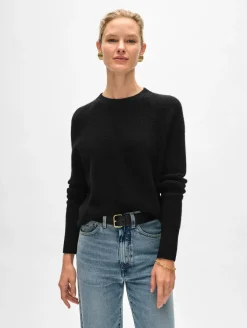 Best White + Warren cashmere waffle sweatshirt Black