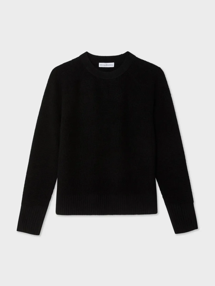 Best White + Warren cashmere waffle sweatshirt Black