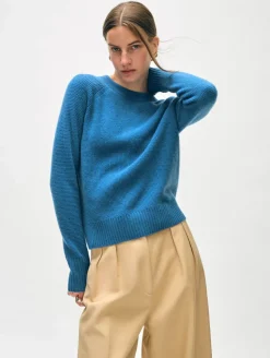 New White + Warren cashmere waffle sweatshirt BlueJean