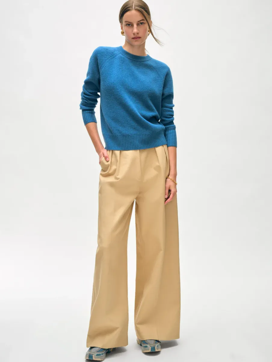 New White + Warren cashmere waffle sweatshirt BlueJean