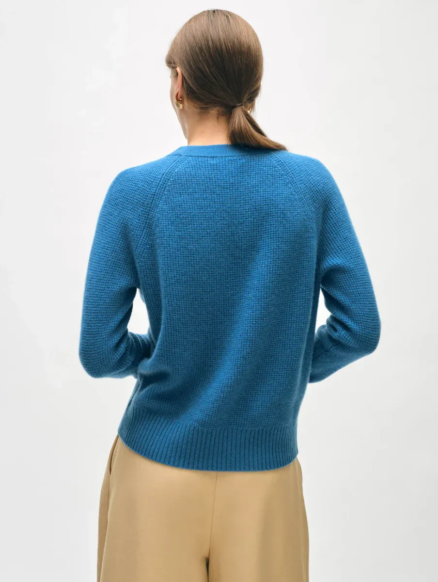 New White + Warren cashmere waffle sweatshirt BlueJean